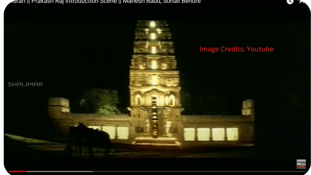 Ammapalli Sri Kodandarama Temple at night view with lights in murari movie